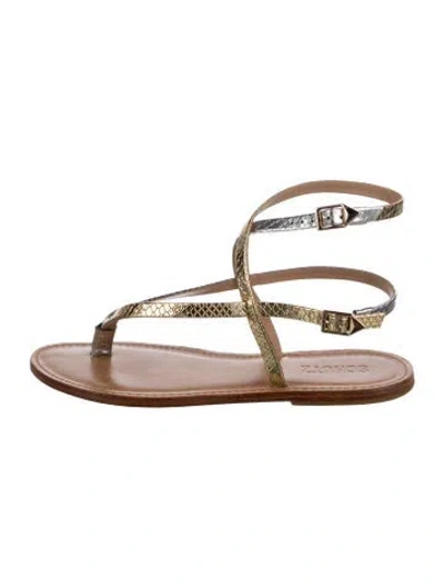 Pre-owned Schutz Leather T-strap Sandals In Transparent