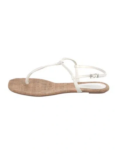 Pre-owned Schutz Leather T-strap Sandals In White