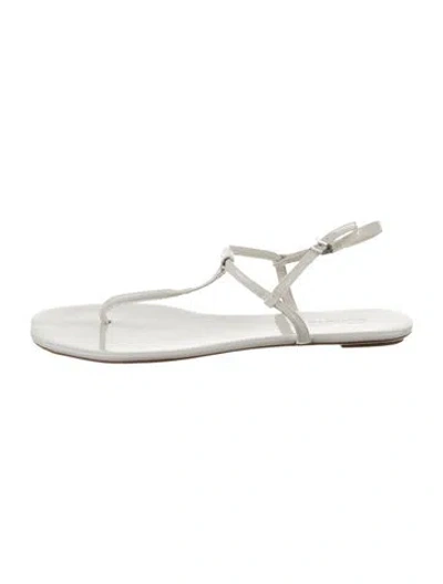 Pre-owned Schutz Leather T-strap Sandals In White