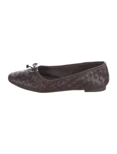 Pre-owned Schutz Leather Tweed Pattern Ballet Flats In Brown