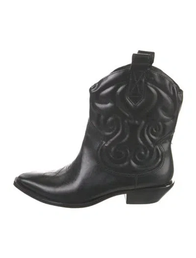 Pre-owned Schutz Leather Western Boots In Black