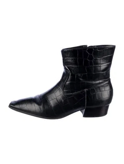 Pre-owned Schutz Leather Western Boots In Black
