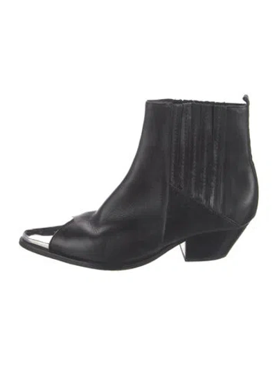 Pre-owned Schutz Leather Western Boots In Black