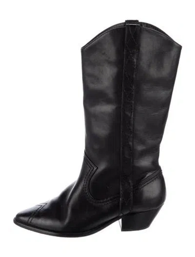 Pre-owned Schutz Leather Western Boots In Black