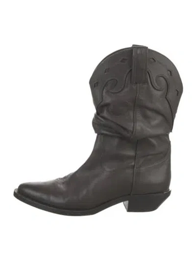 Pre-owned Schutz Leather Western Boots In Gray