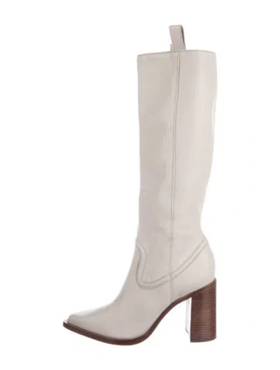 Pre-owned Schutz Leather Western Boots In Neutrals