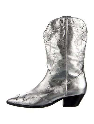 Pre-owned Schutz Leather Western Boots In Silver