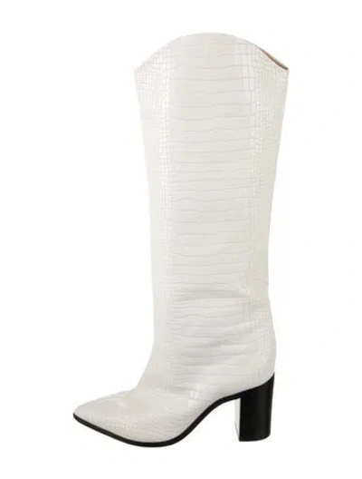 Pre-owned Schutz Leather Western Boots In White