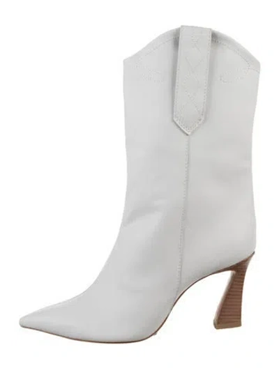 Pre-owned Schutz Leather Western Boots In White