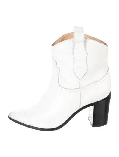 Pre-owned Schutz Leather Western Boots In White