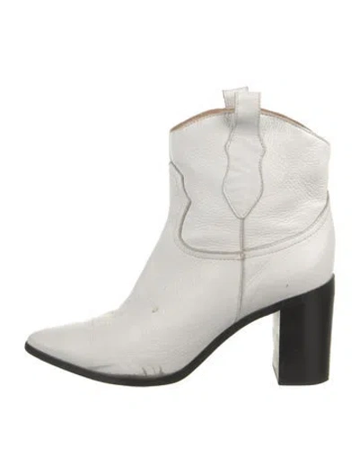 Pre-owned Schutz Leather Western Boots In White