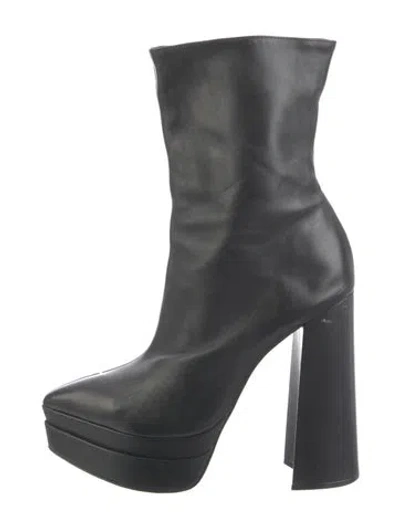 Pre-owned Schutz Leather Whipstitch Trim Boots In Black