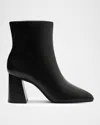 Schutz Leia Leather Block-heel Ankle Booties In Black
