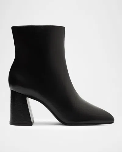 SCHUTZ LEIA LEATHER BLOCK-HEEL ANKLE BOOTIES