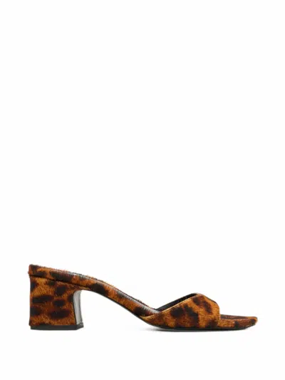Schutz Leopard-print Heeled Sandals In Red