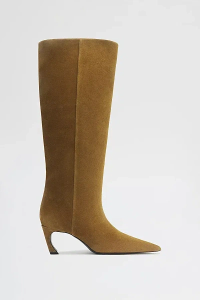 Schutz Lexi Mid Ankle Boots In Dried Olive, Women's At Urban Outfitters In Yellow