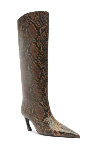 Schutz Lexi Pointed Toe Knee High Boot In Brown