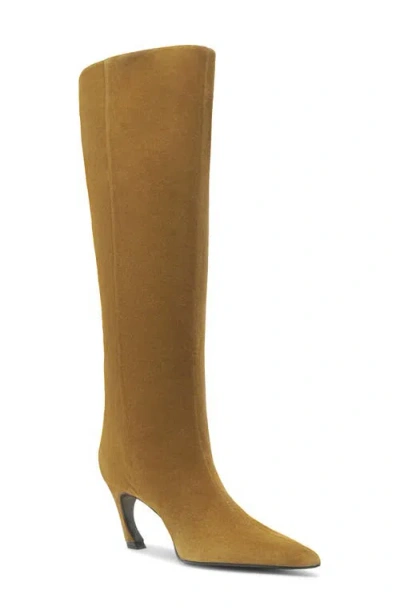 Schutz Lexi Pointed Toe Knee High Boot In Gold