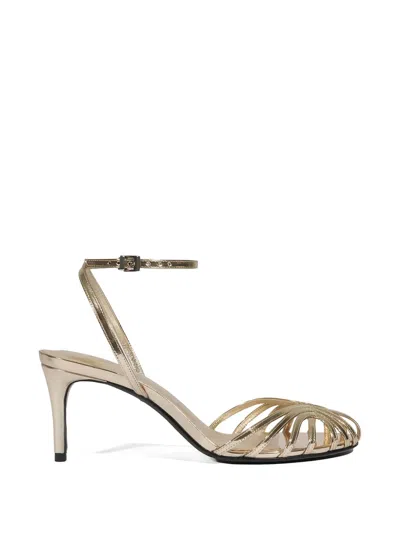 Schutz Liana Strappy Metallic-effect Sandals In Gold