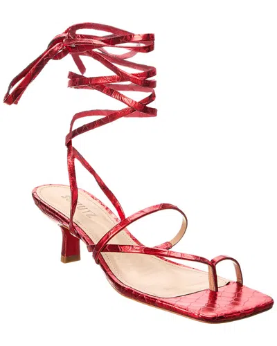 Schutz Lily Mid Leather Sandal In Red