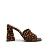 SCHUTZ LIZAH SQUARE TOE LEOPARD CALF HAIR SANDAL