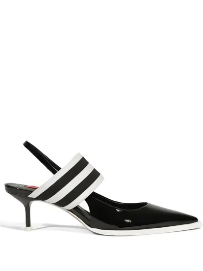 Schutz Lála Striped Strap Heeled Pumps In Black