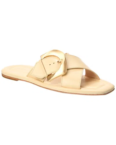 Schutz Lois Leather Flat Sandal In Neutral