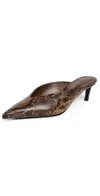 Schutz Loren Mid Mule Kitten Heels Pecan Brown In Animal Print