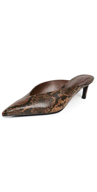 Schutz Loren Mid Mule Kitten Heels Pecan Brown