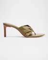 Schutz Lori Mid Thong Heeled Sandals In Matcha