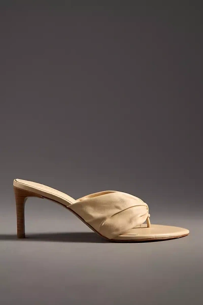 Schutz Lori Mid Thong Heeled Sandals In Beige
