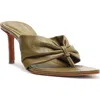 Schutz Lori Mid Thong Heeled Sandals In Matcha