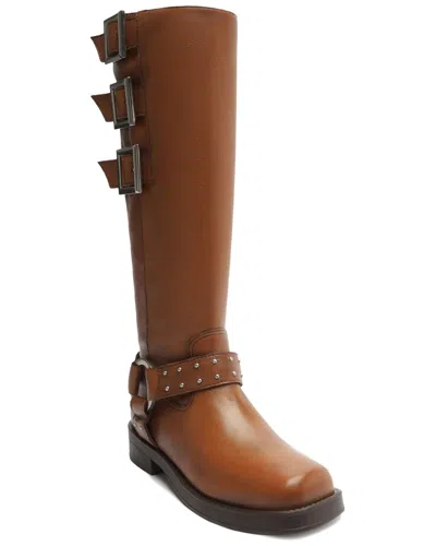 Schutz Luccia Buckle Leather Boot In Beige