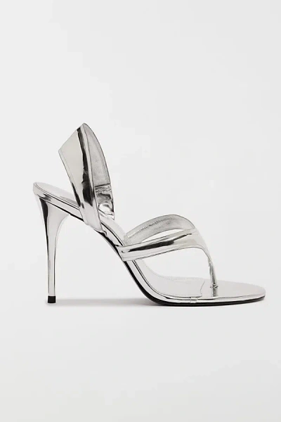 Schutz Lume Heeled Thong Sandal In Silver, Women's At Urban Outfitters