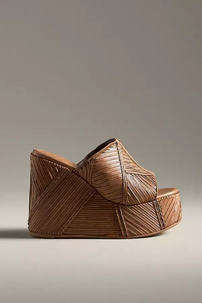 Schutz Lupita Platform Wedge Sandals In Brown