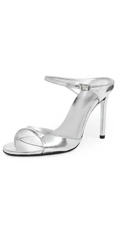 Schutz Lyra Heeled Mules Prata In Silver