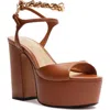 Schutz Lys Ankle Strap Platform Sandal In Brown