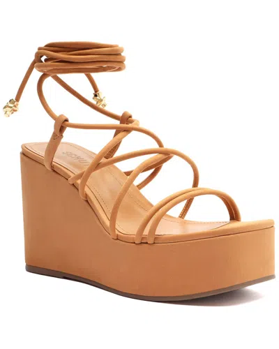 Schutz Magdalena Casual Platform Leather Sandal In Brown