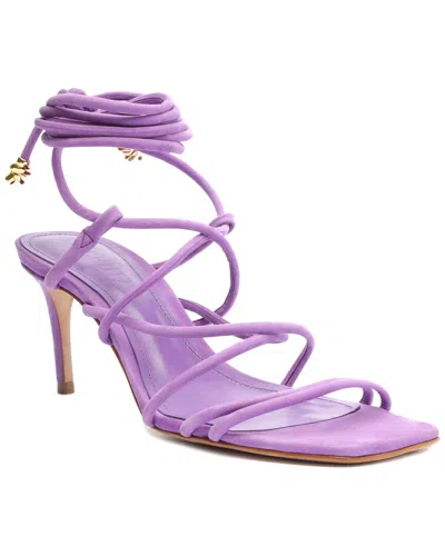 Schutz Magdalena Mid Leather Sandal In Purple