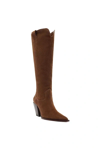 SCHUTZ MAINE KNEE HIGH COWBOY BOOT IN PECAN BROWN, WOMEN'S AT URBAN OUTFITTERS