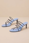 Schutz Malta Black Leather High Heel Slide Sandals In Black