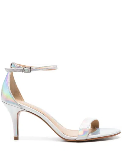 Schutz Mariza 80mm Holographic-effect Sandals In Grey