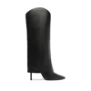 Schutz Raffaela Up Stiletto Pointed Toe Knee High Boot In Black