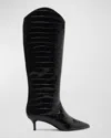 SCHUTZ MARYANA CROCO KITTEN TALL BOOTS