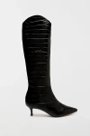 Schutz Maryana Croc-embossed Leather Boots In Black