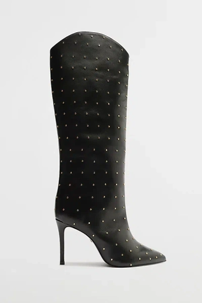 Schutz Maryana Leather Knee-high Boot In Studded Black, Women's At Urban Outfitters In Black