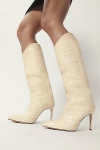 Schutz Maryana Leather Knee-high Boot In Eggshell, Women's At Urban Outfitters In Eggshell