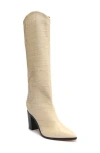 Schutz Maryana Pointed Toe Block Heel Knee High Boot In Eggshell