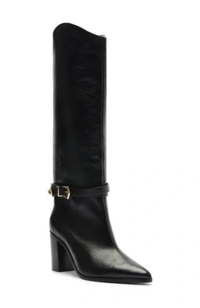 Schutz Maryana Pointed Toe Knee High Boot In Black