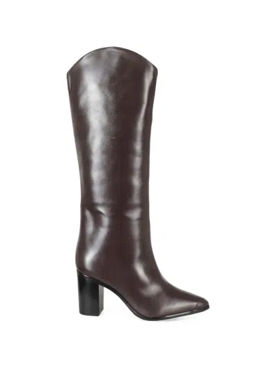 Schutz Maryana Pointed-toe Leather Boots In Brown